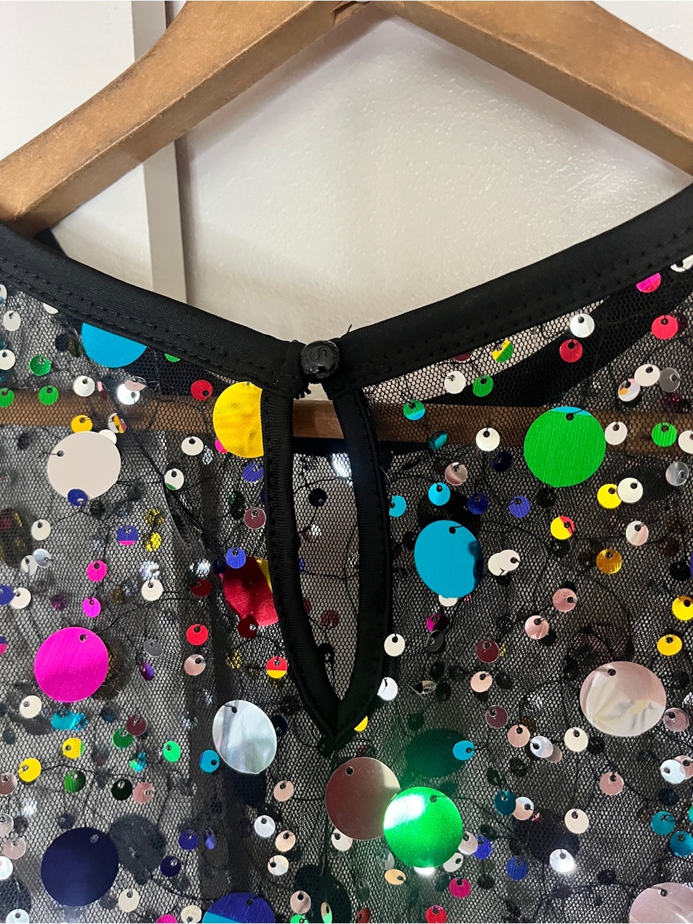 Sequin Mesh Tank Top — Multicolor Reflective Dots - Picture 4 of 4
